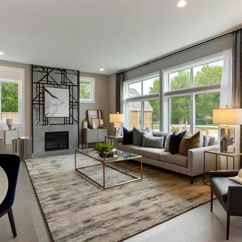 Beautifully remodeled modern living room by the best remodeling company in Lake Forest, featuring sleek furniture, large windows, and stylish decor.