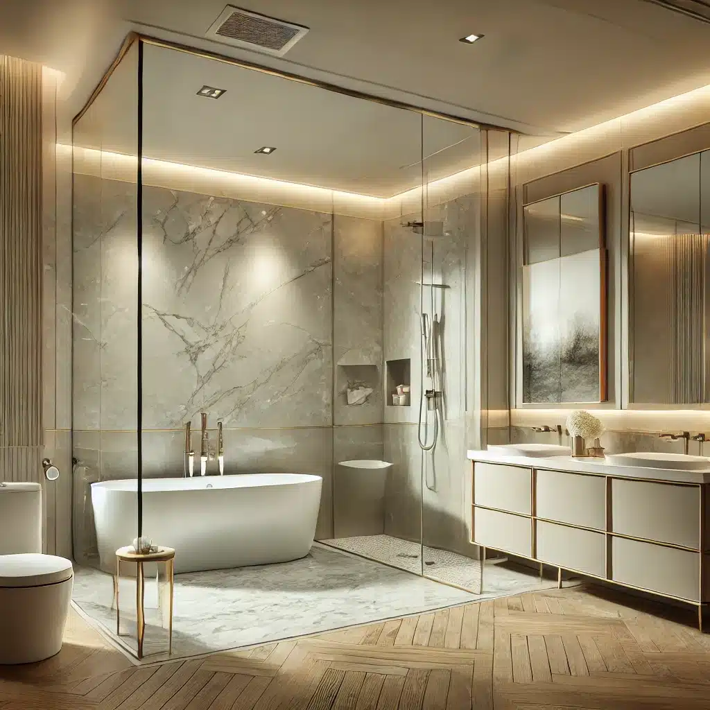 Bathroom Remodeling in Laguna Niguel with a freestanding bathtub and walk-in glass shower