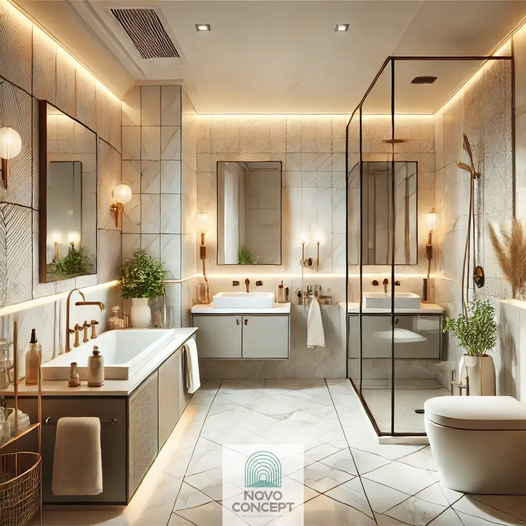 A beautifully renovated bathroom featuring modern fixtures and stylish design elements for a complete bathroom renovation.